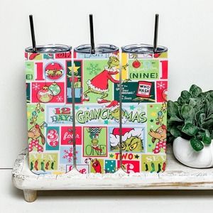 The Grinch 12 Days Before Christmas 20oz Tumbler With Metal Straw